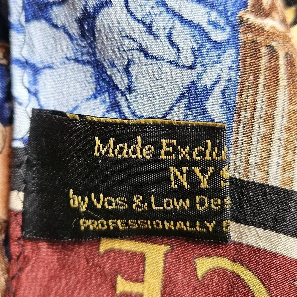 Vos & Low Designs NYSE Stock Exchange 100% Silk Scarf Black Hand Rolled Edges